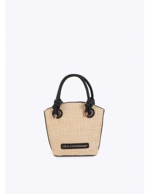 Bolsito efecto rafia con detalles efecto piel y asa bandolera 2