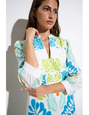 Vestido Cedro estampado turquesa de Tinta y Bariloche 2