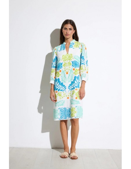 Vestido Cedro estampado turquesa de Tinta y Bariloche