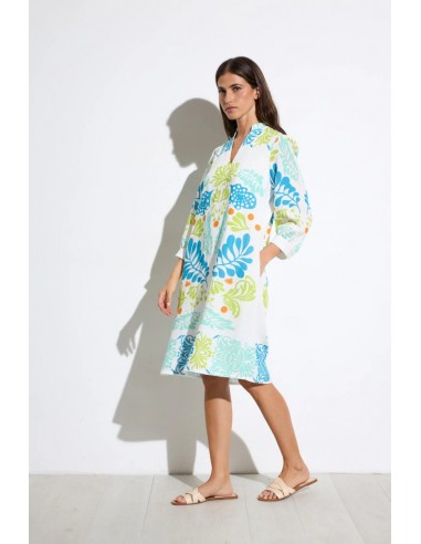 Vestido Cedro estampado turquesa de Tinta y Bariloche