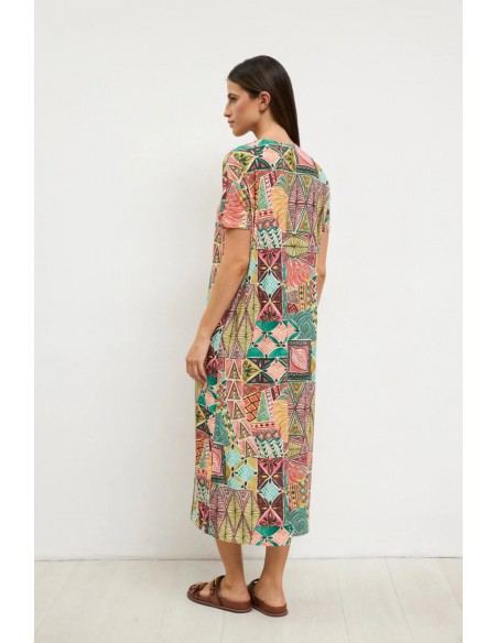 Vestido Haizea estampado chocolate de Tinta y Bariloche - vista posterior