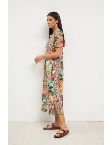 Vestido Haizea estampado chocolate de Tinta y Bariloche - vista lateral