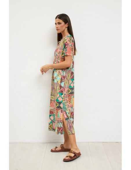 Vestido Haizea estampado chocolate de Tinta y Bariloche - vista lateral