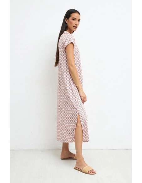 Vestido Marilou estampado turquesa de Tinta y Bariloche - vista lateral