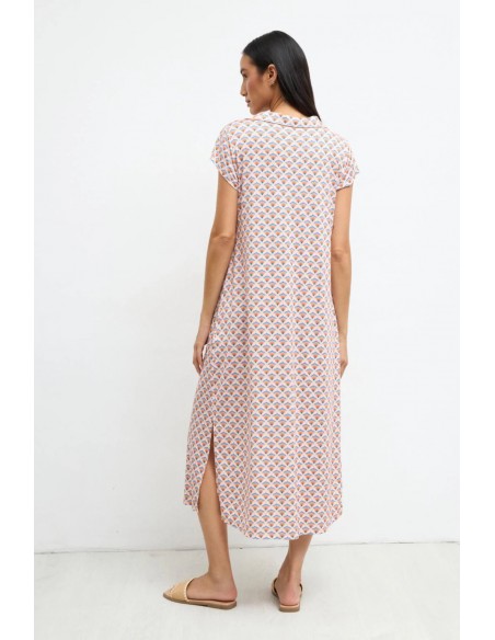 Vestido Marilou estampado turquesa de Tinta y Bariloche - vista posterior