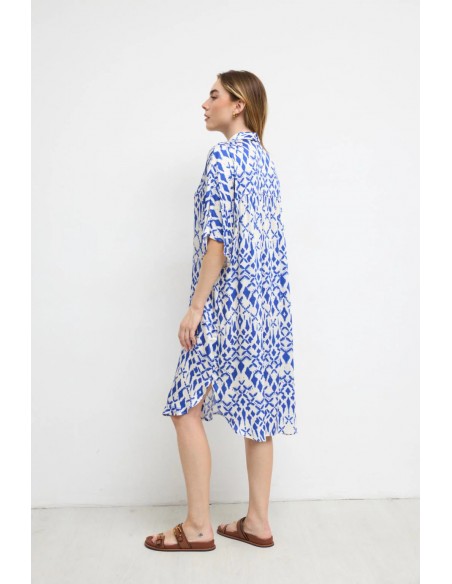 Vestido Mayo camisero estampado tinta de Tinta y Bariloche - vista posterior