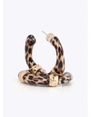 Pendientes de aro efecto bambú animal print de LOLA CASADEMUNT