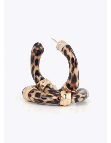 Pendientes de aro efecto bambú animal print de LOLA CASADEMUNT