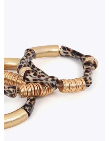 Pack de pulseras elásticas efecto bambú animal print de LOLA CASADEMUNT