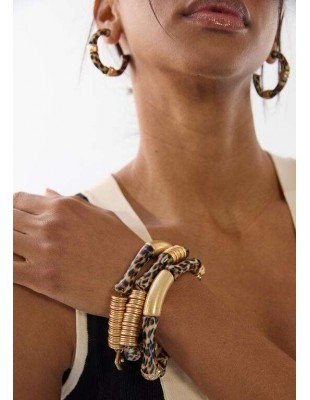 Pack de pulseras elásticas efecto bambú animal print de LOLA CASADEMUNT