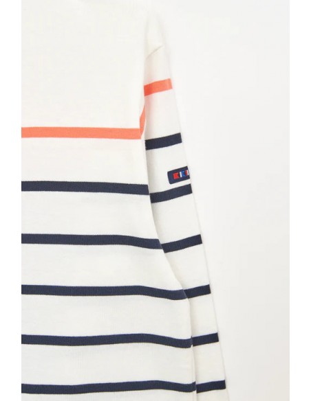 Camiseta marsellesa manga larga a rayas · Batela - multicolor - detalle de manga con el logotipo