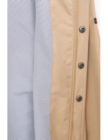 Chaqueta larga impermeable de algodón 100% · Batela - detalle de los botones y el forro