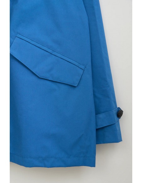 Chubasquero algodón costuras selladas corto · Batela - azul - detalle de bolsillo y manga