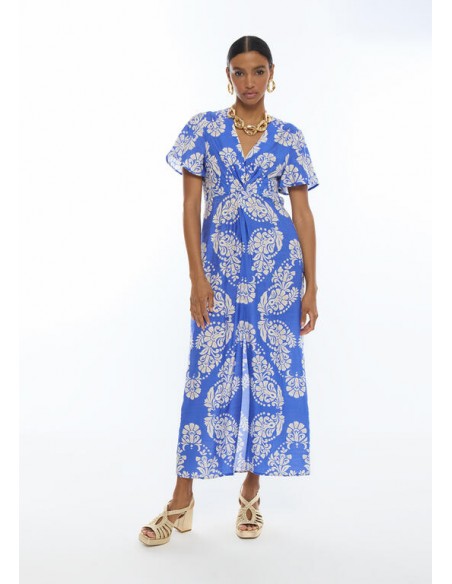 Vestido escote pico estampado paisley largo · Lola Casademunt