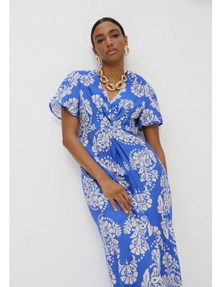 Vestido escote pico estampado paisley largo · Lola Casademunt