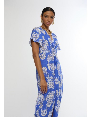 Vestido escote pico estampado paisley largo · Lola Casademunt