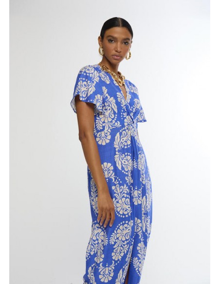 Vestido escote pico estampado paisley largo · Lola Casademunt