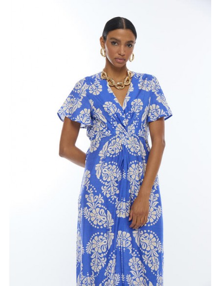 Vestido escote pico estampado paisley largo · Lola Casademunt