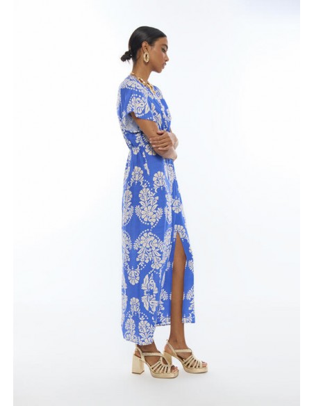 Vestido escote pico estampado paisley largo · Lola Casademunt - vista lateral