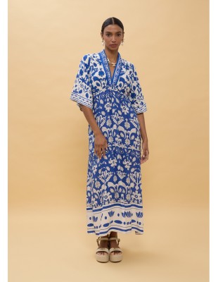 Vestido manga larga escote V estampado geométrico · Lola Casademunt