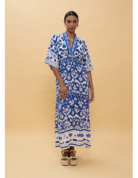 Vestido manga larga escote V estampado geométrico · Lola Casademunt