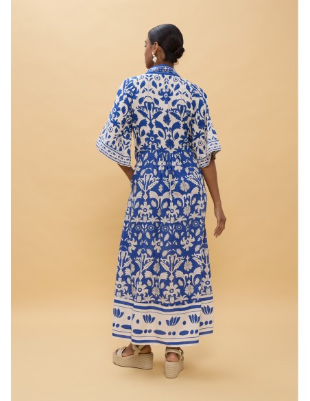 Vestido manga larga escote V estampado geométrico · Lola Casademunt - vista posterior