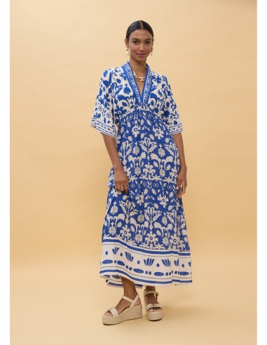 Vestido manga larga escote V estampado...