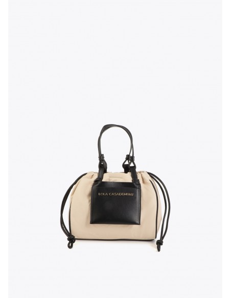Mini bolso shopper nylon y PU asa ajustable · Lola Casademunt