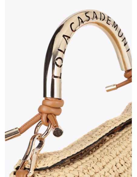 Bolso bandolera efecto rafia asa troquelada con logo · Lola Casademunt