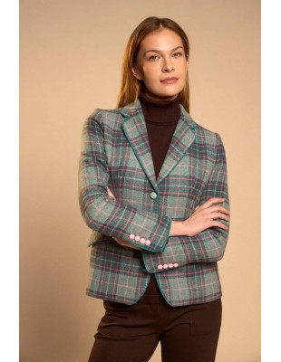 Americana de tweed de cuadros verde jade Cefalu de Bariloche
