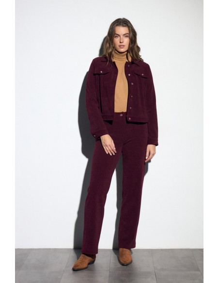 Pantalón recto de pana pruna Sabiana de Tinta con chaqueta a juego