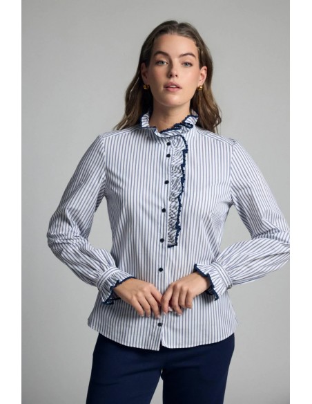 Camisa de rayas Atina con pantalón azul marino