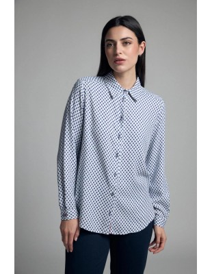 Camisa fluida de estampado geométrico azul marino Raelia de Tinta