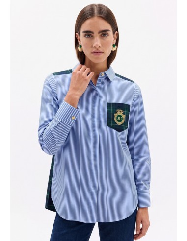 Camisa de rayas combinada con tartán Lola Casademunt, vista frontal