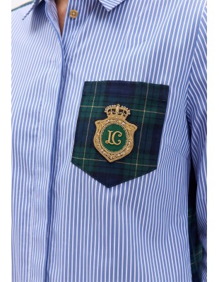 Camisa de rayas combinada con tartán Lola Casademunt, vista frontal 2