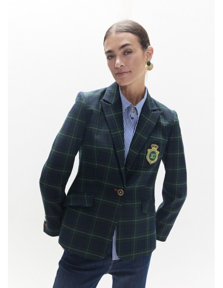 Americana de cuadro escocés con escudo Lola Casademunt