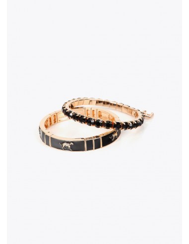 Conjunto de pulseras elásticas lacadas Lola Casademunt en negro y dorado