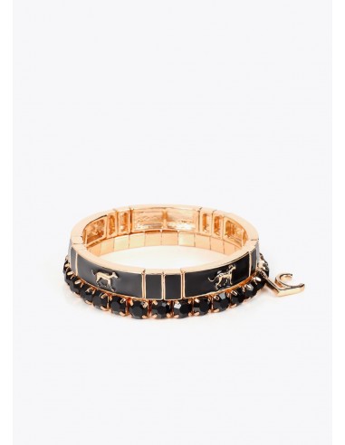 Conjunto de pulseras elásticas lacadas Lola Casademunt en negro y dorado, imagen 2