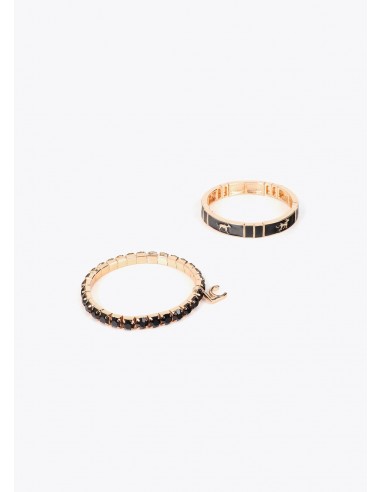 Conjunto de pulseras elásticas lacadas Lola Casademunt en negro y dorado, imagen 3