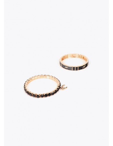 Conjunto de pulseras elásticas lacadas Lola Casademunt en negro y dorado, imagen 3