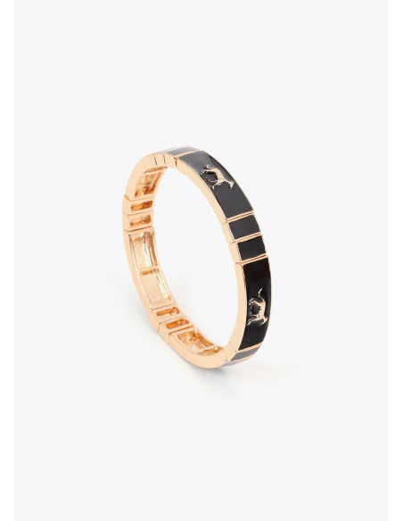 Conjunto de pulseras elásticas lacadas Lola Casademunt en negro y dorado, imagen 5