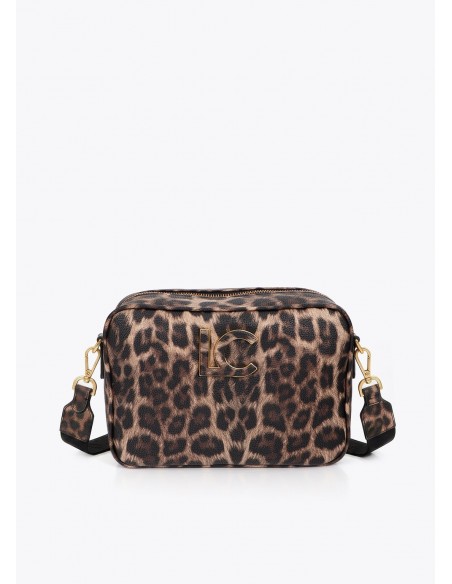 Bandolera de leopardo con logo LC Lola Casademunt