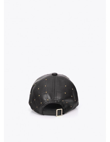 Gorra pespunteada con mini tachas Lola Casademunt en negro, imagen 3