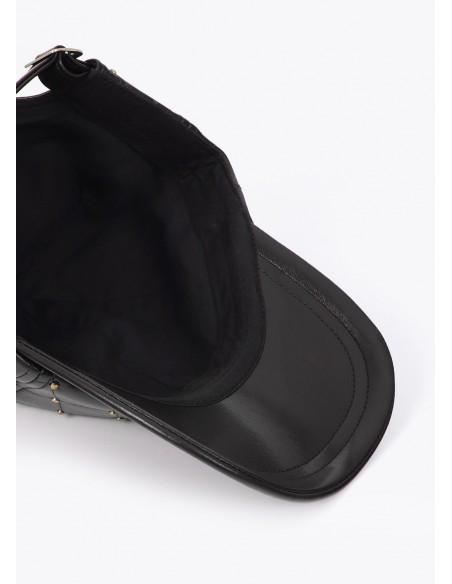 Gorra pespunteada con mini tachas Lola Casademunt en negro, imagen 4