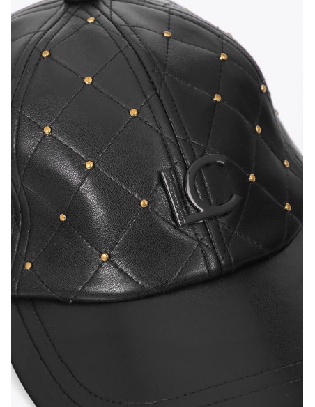Gorra pespunteada con mini tachas Lola Casademunt en negro, imagen 5