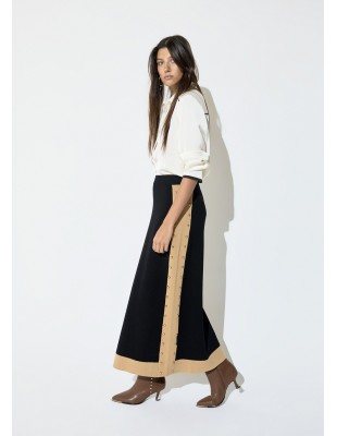 Falda midi de punto con laterales en contraste Lola Casademunt