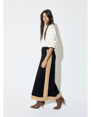 Falda midi de punto con laterales en contraste Lola Casademunt