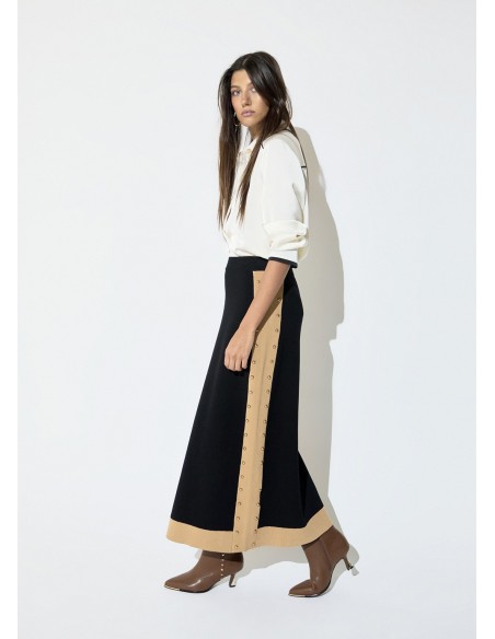 Falda midi de punto con laterales en contraste Lola Casademunt