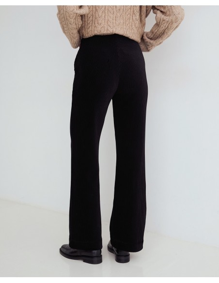 Pantalón wide leg de pana Yerse negro