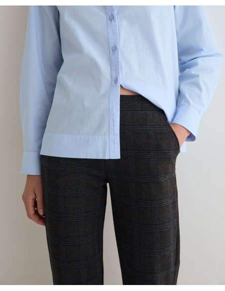 Pantalón recto de punto a cuadros Yerse gris oscuro